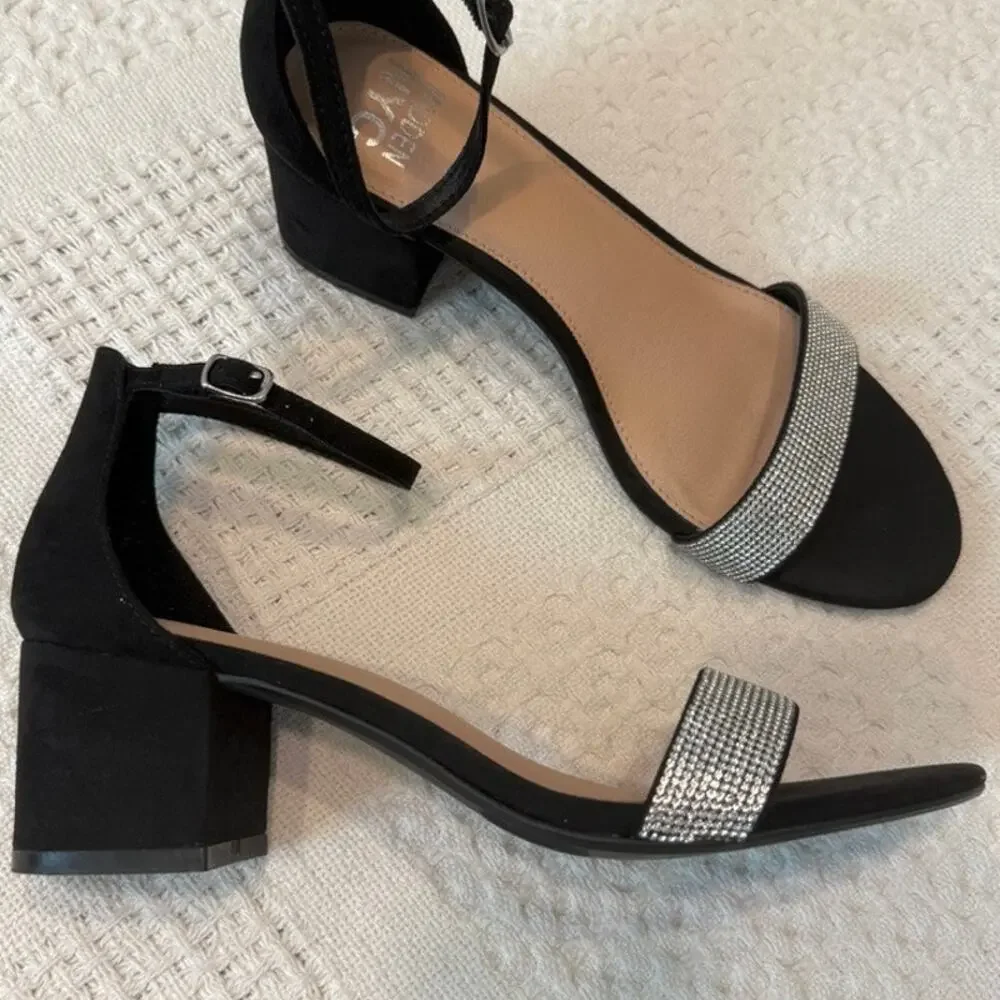 Madden NYC 9.5 Illie City embellished ankle strap block heel sandal 2970